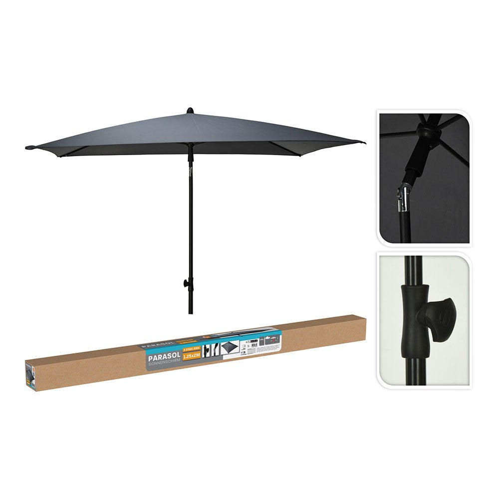 Parasol rectangular gris, 125 x 200 cm