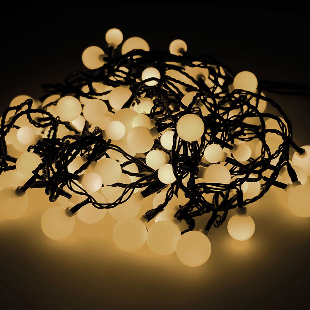 Guirnalda "cherry" 120 leds de tres medidas, luz cálida, exterior, 9 m