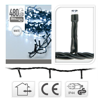 Guirnalda fija 480 leds luz fría, exterior, 36 m