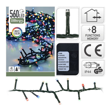 Guirnalda multifunción, uso exterior, tipo espino, multicolor, 560 leds, 14 m
