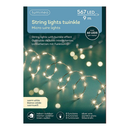 Guirnalda micro led, 567 leds, multifunción, luz cálida, exterior, 9 m