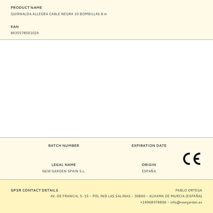 Guirnalda allegra cable negra 10 bombillas 8 m