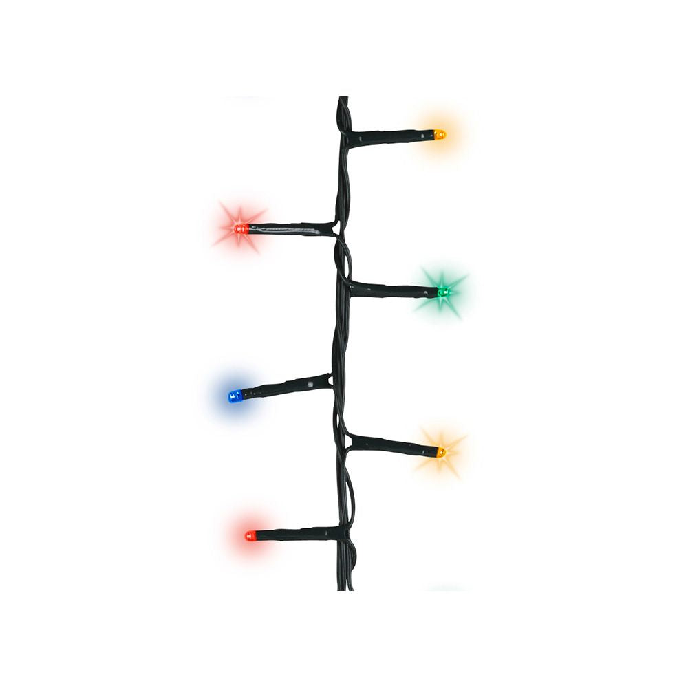 Guirnalda multifunción, uso exterior, led compact, multicolor y blanco cálido, cable verde, 500 leds, 14 m