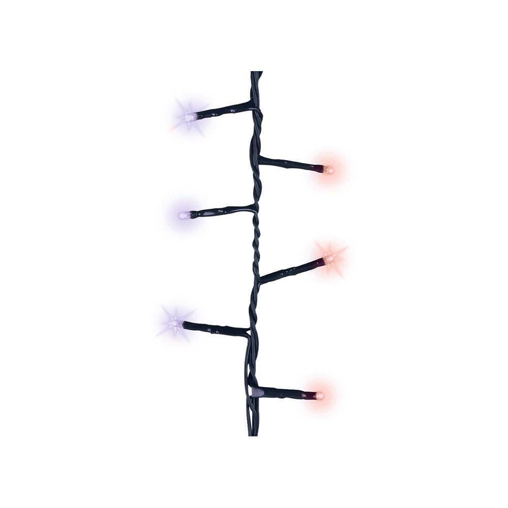 Guirnalda multifunción, uso exterior, led compact, morado y naranja, cable negro, 750 leds, 21 m
