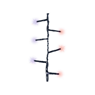Guirnalda multifunción, uso exterior, led compact, morado y naranja, cable negro, 750 leds, 21 m