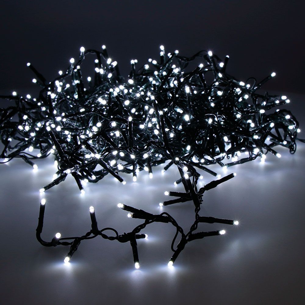 Guirnalda multifunción, uso exterior, led compact, blanco frío, cable verde, 750 leds, 21 m