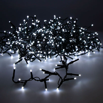 Guirnalda multifunción, uso exterior, led compact, blanco frío, cable verde, 750 leds, 21 m