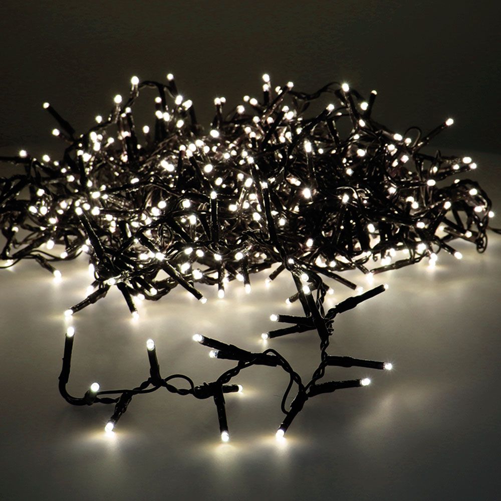 Guirnalda multifunción, uso exterior, led compact, blanco cálido, cable verde, 750 leds, 21 m