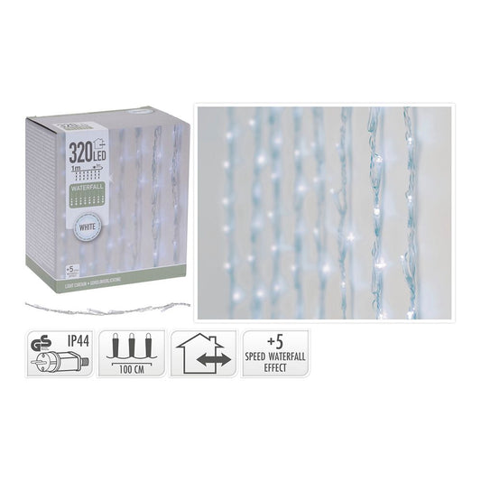 Cortina multifunción, exterior, 320 leds, 1 x 2 m, blanco frío