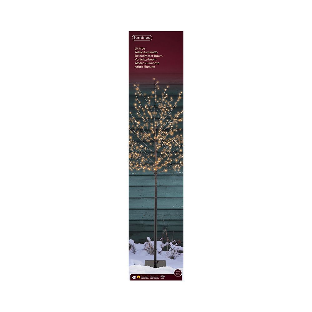 Árbol iluminado 480 leds, luz cálida, exterior, 1,5 m