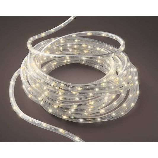Cordón de luces led blanco cálido, uso exterior, 567 leds, 8 funciones, alambre plateado, 9 m
