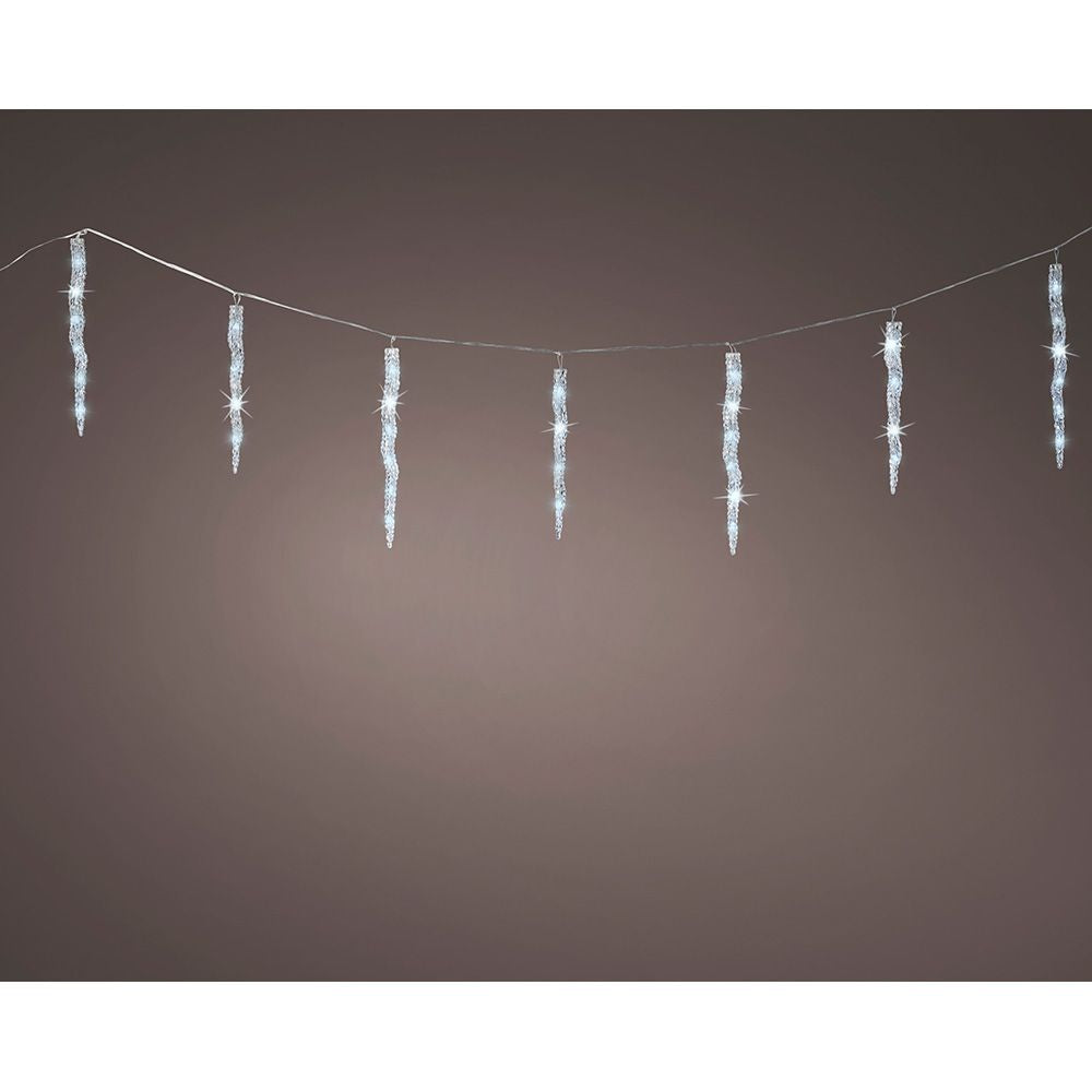 Cortina led carámbanos 60 leds, luz fría, exterior, 3,6 m