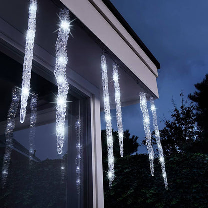 Cortina led carámbanos 60 leds, luz fría, exterior, 3,6 m