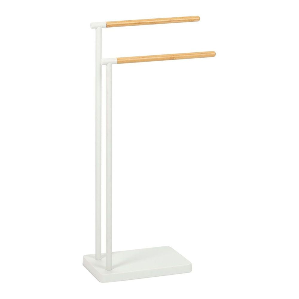 Toallero pie blanco de metal 30 x 20 x 78 cm