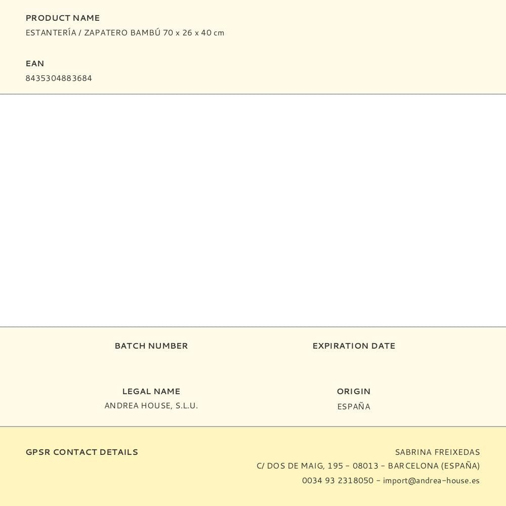 Estantería / zapatero bambú 70 x 26 x 40 cm