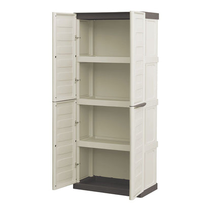 Armario alto línea spazio de polipropileno beige y marrón, 70 x 39 x 165 cm