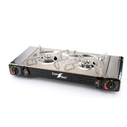 Cocina portátil compacta 2 fuegos butano para camping