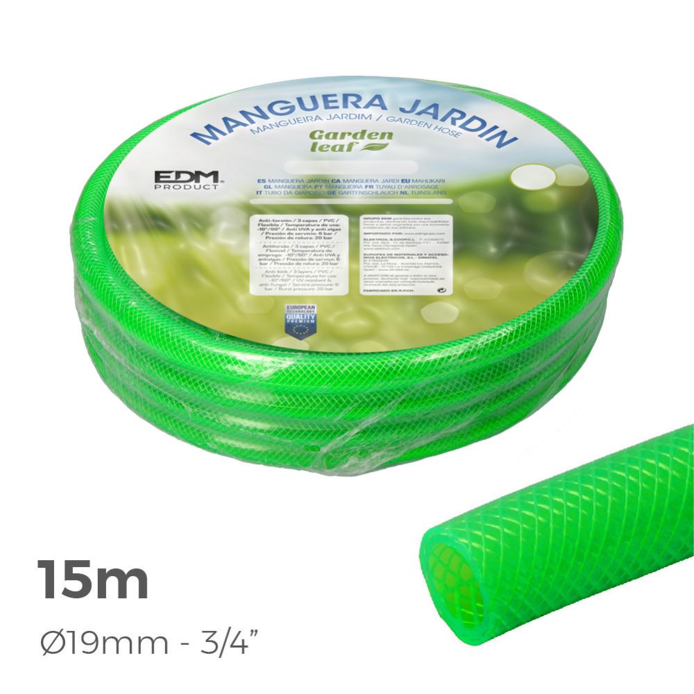 Manguera de jardín estandar ø19 mm, ¾ pulg, 15 m