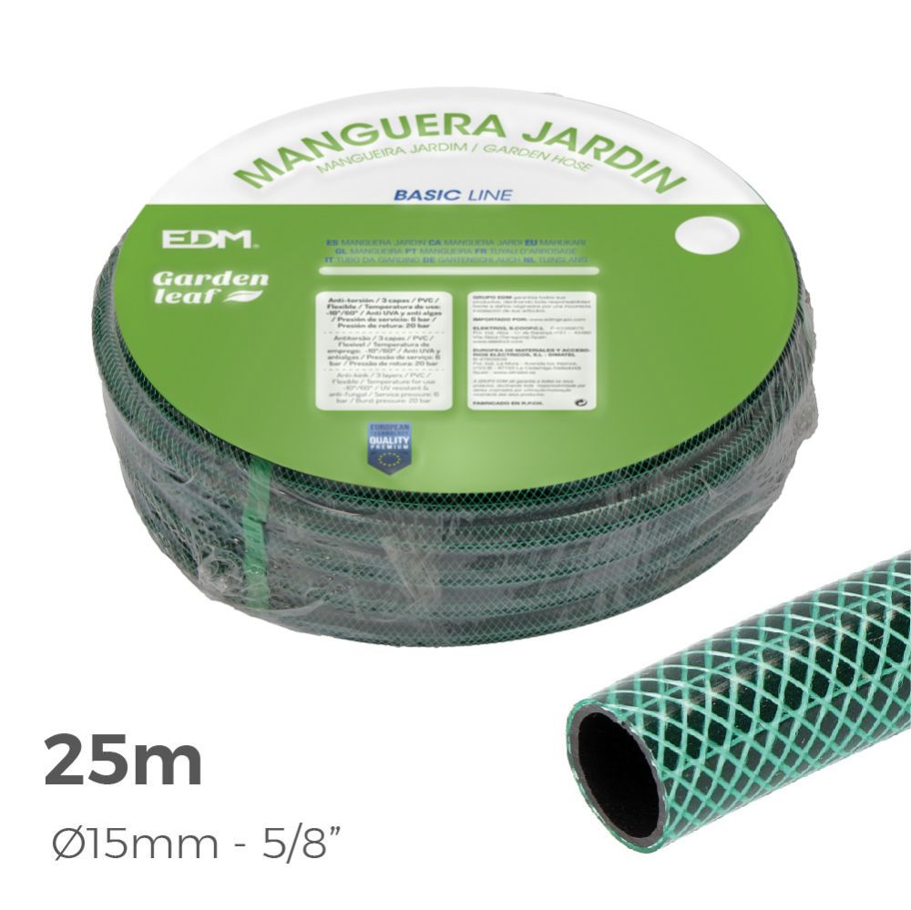 Manguera de jardín basic ø15 mm, 5/8 pulg, 25 m