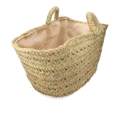 Cesta oval forrada para leñero de esparto, 60 x 35 x 45 cm