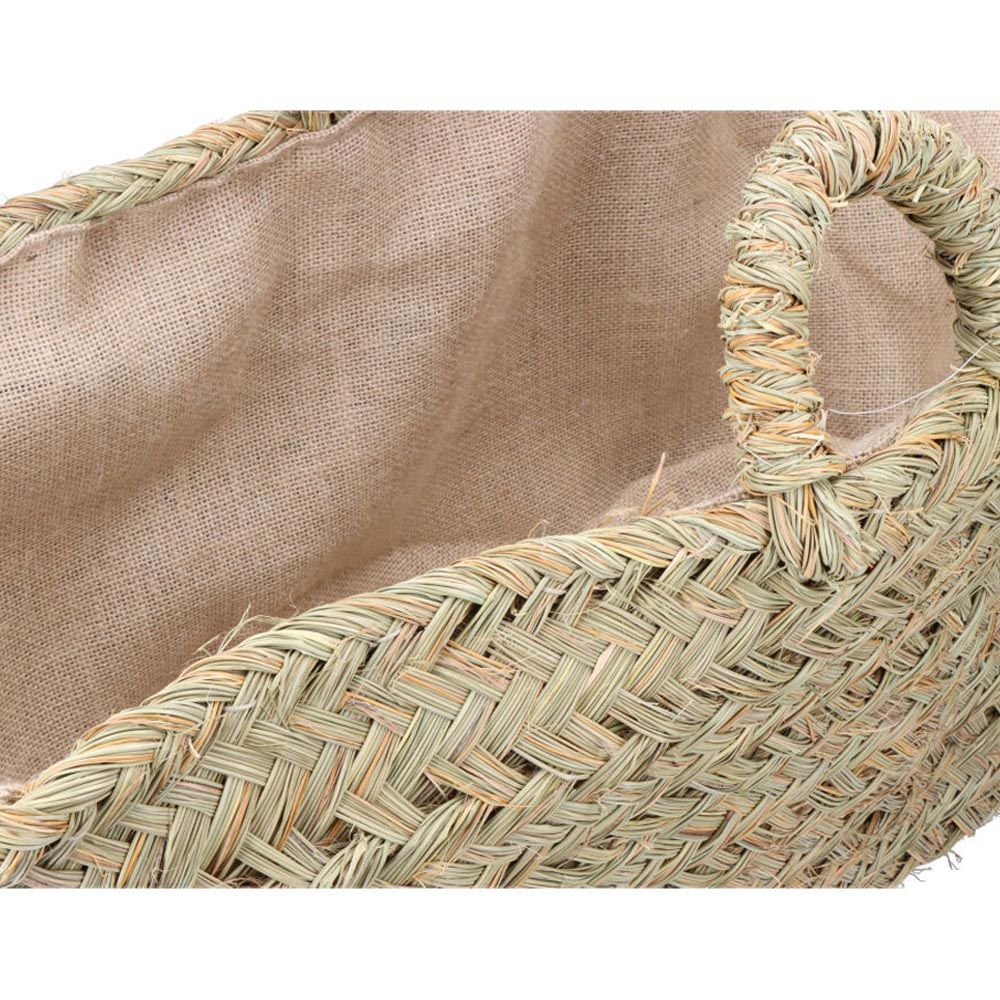 Cesta oval forrada para leñero de esparto, 60 x 35 x 45 cm