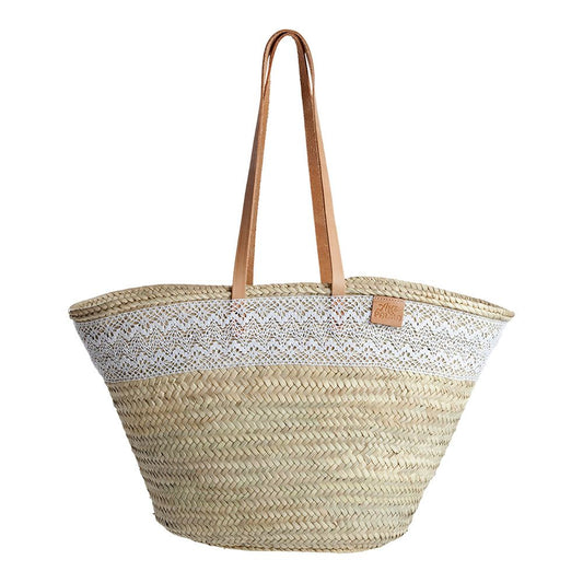 Bolso cala de palma con puntilla y asas
