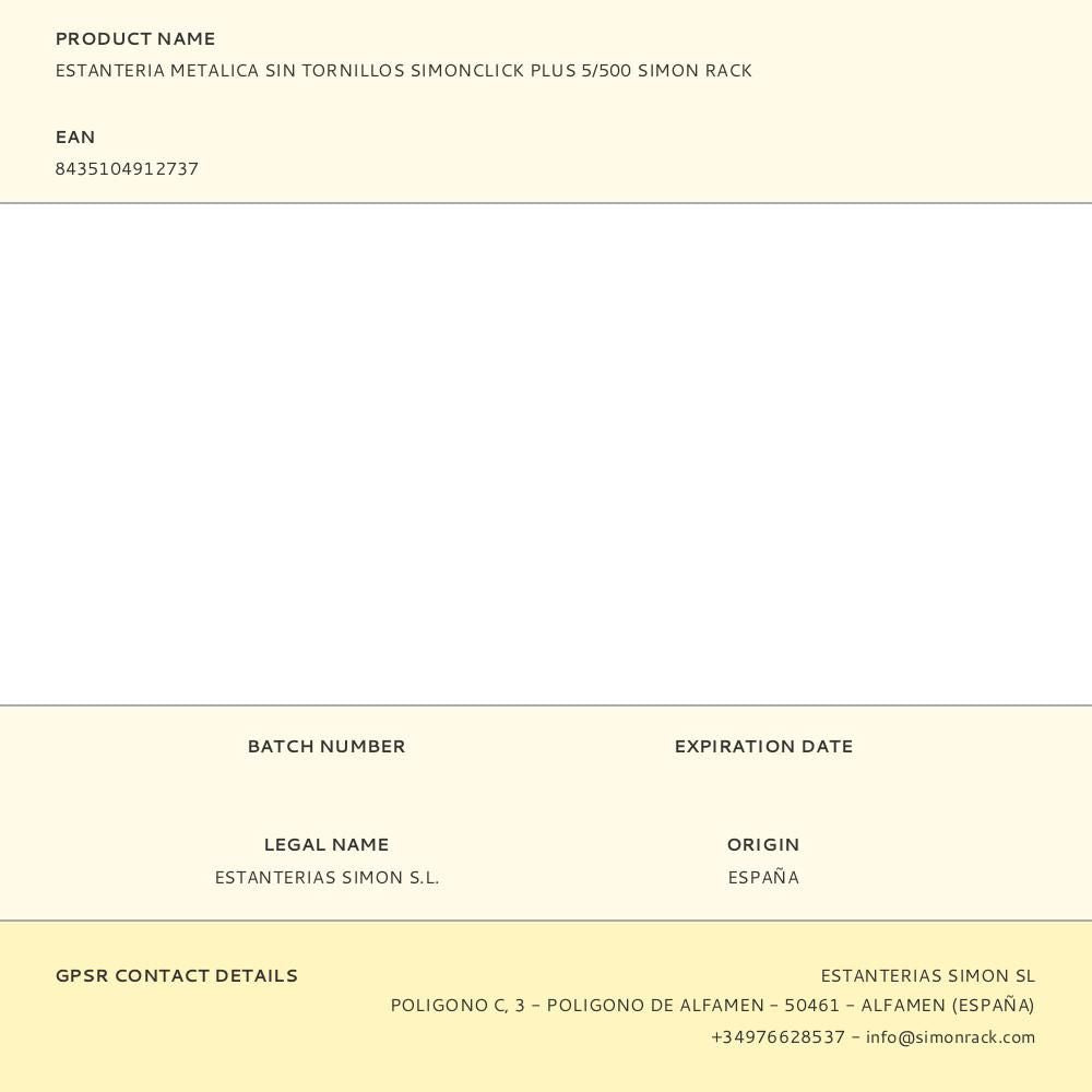 Estanteria metalica sin tornillos simonclick plus 5/500 simon rack