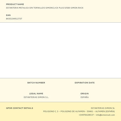 Estanteria metalica sin tornillos simonclick plus 5/500 simon rack
