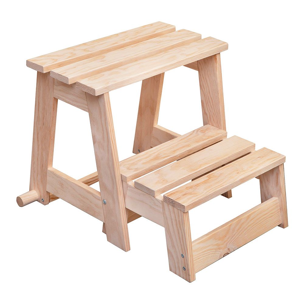 Escalera taburete de madera, 2 peldaños. astigarraga