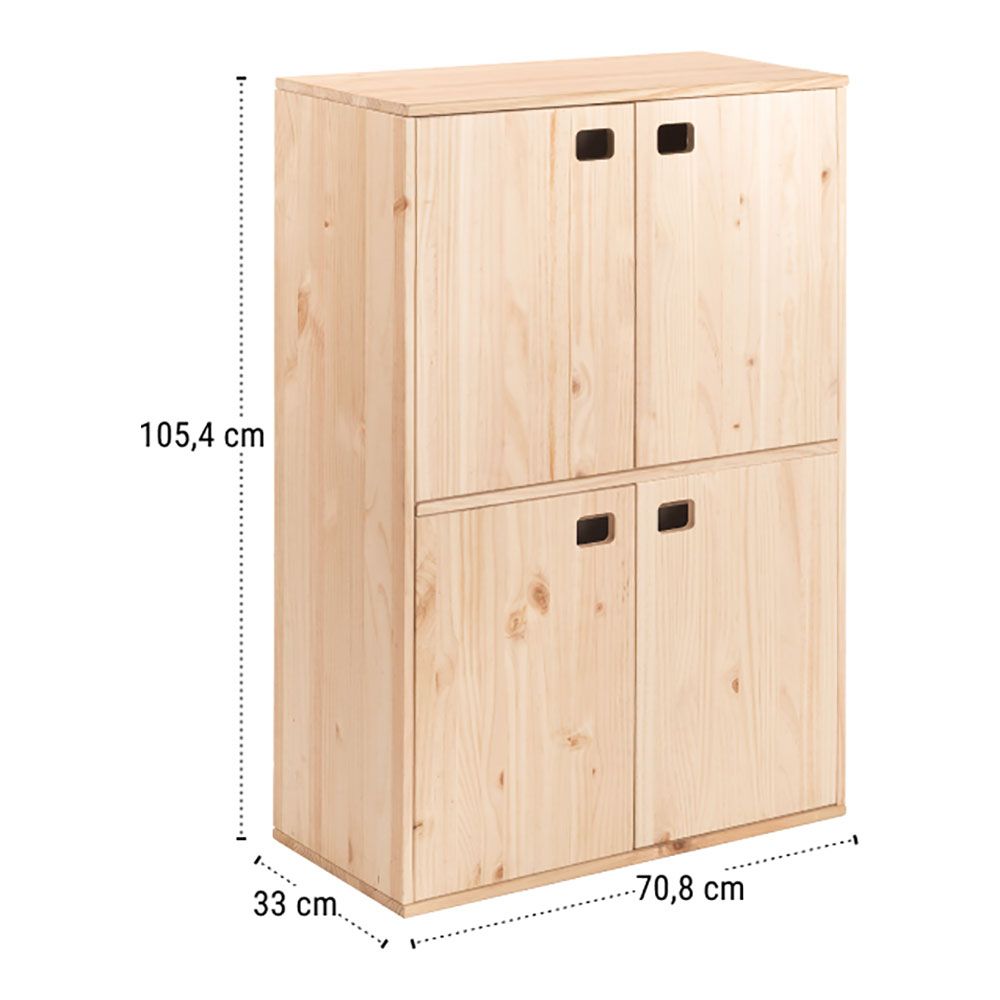 Mueble dinamic 4 puertas pino macizo 105,4 x 70,8 x 33 cm