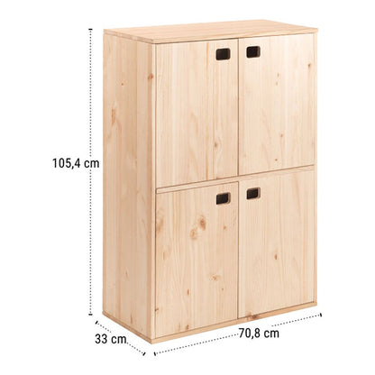 Mueble dinamic 4 puertas pino macizo 105,4 x 70,8 x 33 cm