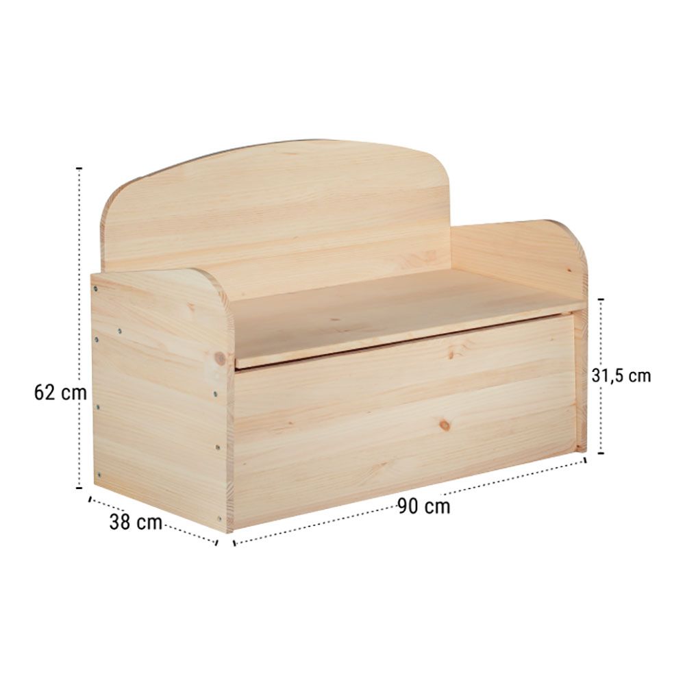 Banco baúl deco de pino 90 x 62 x 38 cm