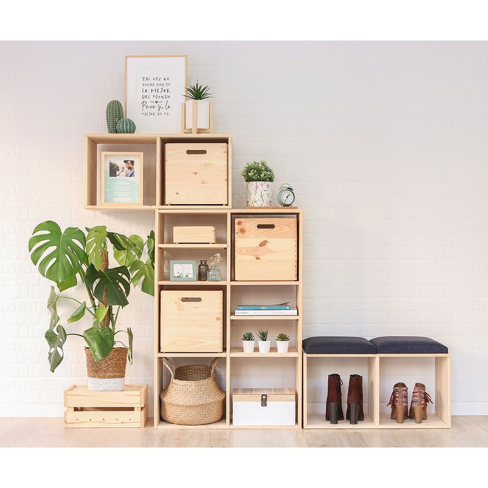 Estanteria modular 3 cubos dinamic pino macizo 107 x 36,2 x 34 cm