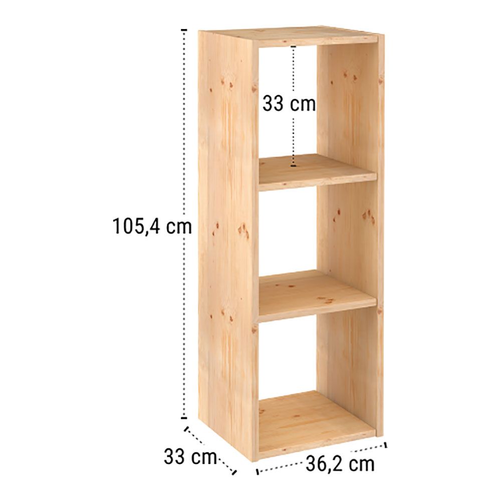 Estanteria modular 3 cubos dinamic pino macizo 107 x 36,2 x 34 cm