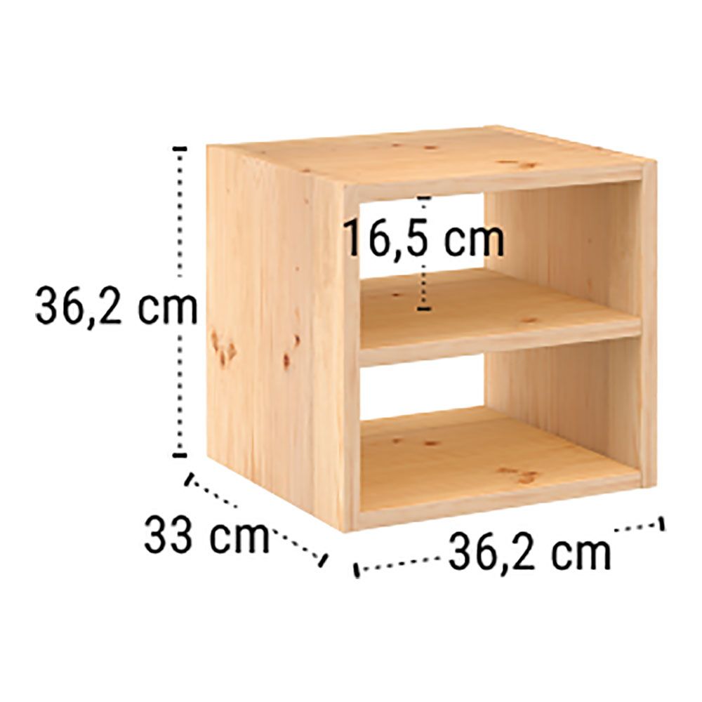 Estanteria modular 1 cubos + balda intermedia dinamic pino macizo 36,2 x 33 x 36,2 cm