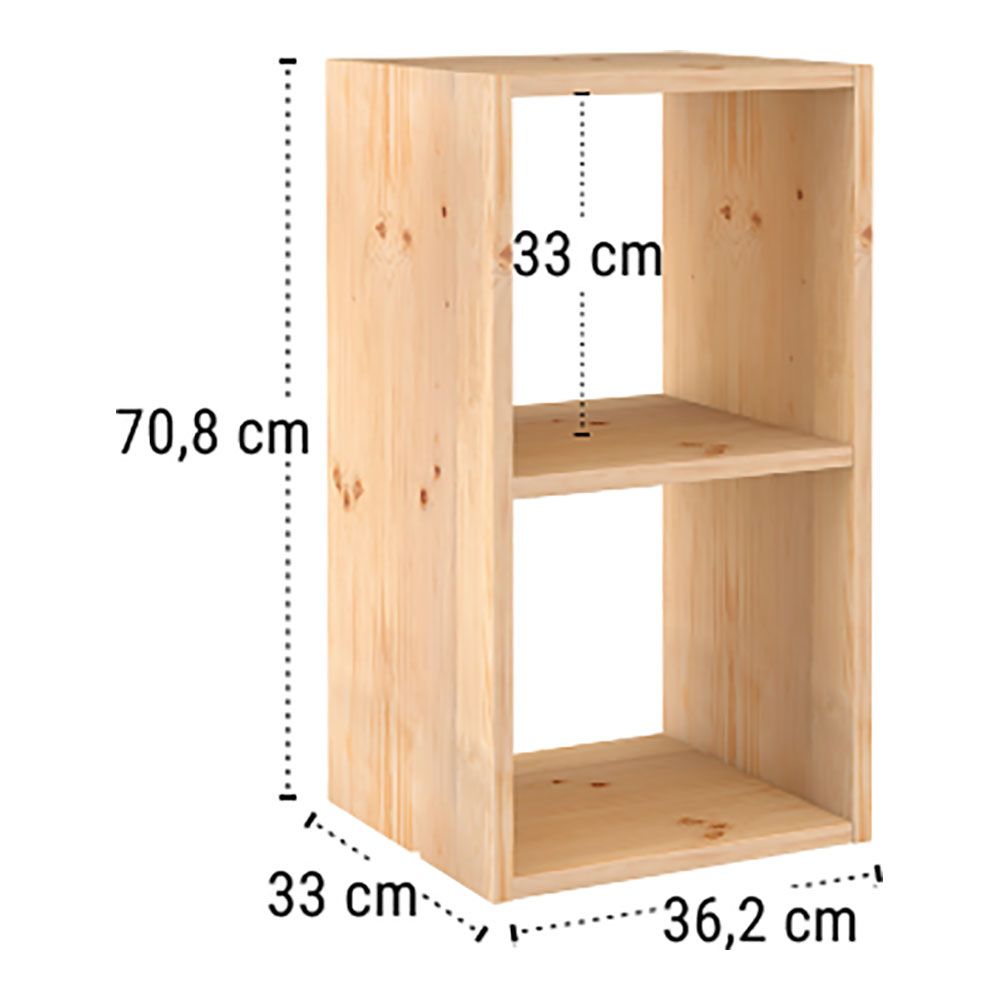 Estanteria modular 2 cubos dinamic pino macizo 36,2 x 33 x 70,8 cm