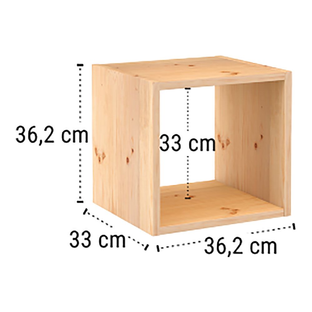 Estanteria modular 1 cubo dinamic pino macizo 36,2 x 33 x 36,2 cm