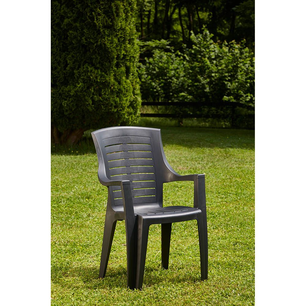 Silla apilable talia color antracita respaldo alto 55 x 60 x 91 cm