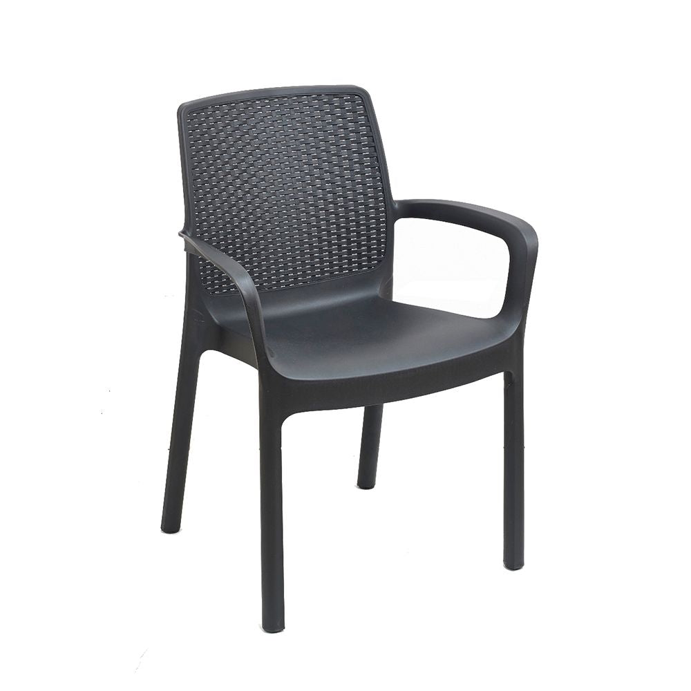 Silla apilable imitación rattan regina color antracita 61 x 54 x 82 cm