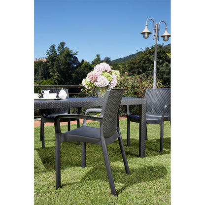 Silla apilable imitación rattan regina color antracita 61 x 54 x 82 cm