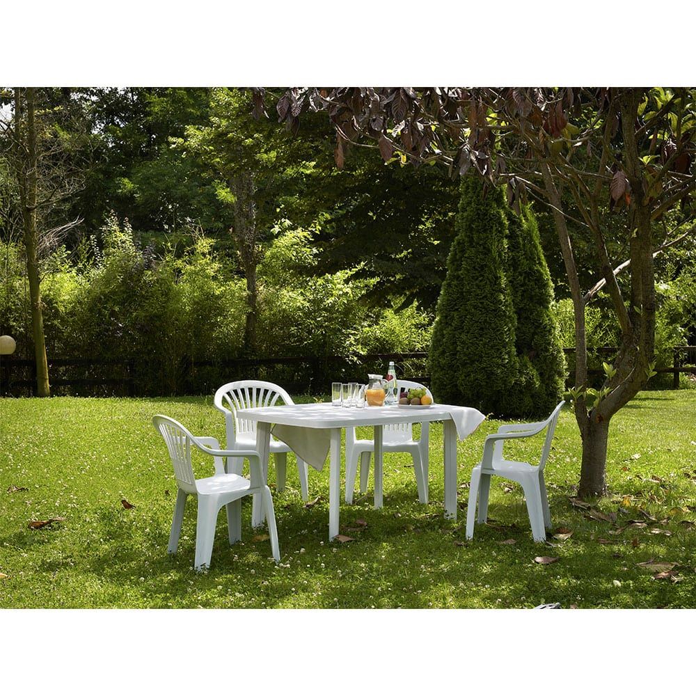 Mesa ovalada faro color blanco para exterior 72 x 137 x 85 cm