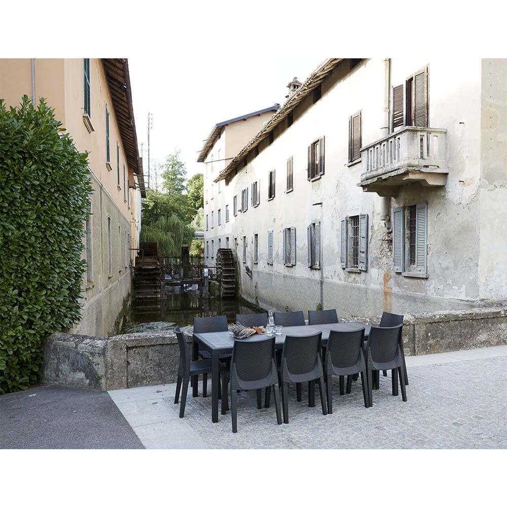 Mesa extensible queen color antracita para exterior 90 x 150 - 220 x 72 cm