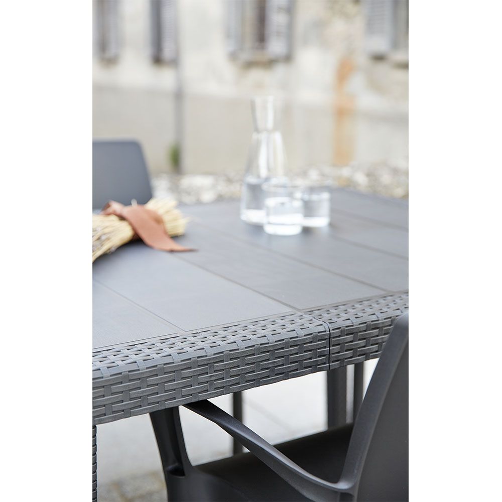 Mesa extensible queen color antracita para exterior 90 x 150 - 220 x 72 cm