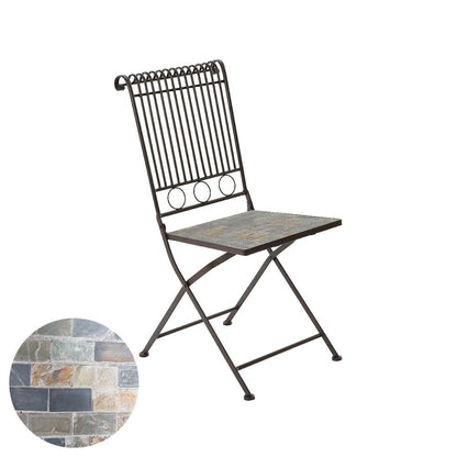 Silla metálica/mosaico plegable stuttgart color marrón para exterior 39 x 39 x 90 cm