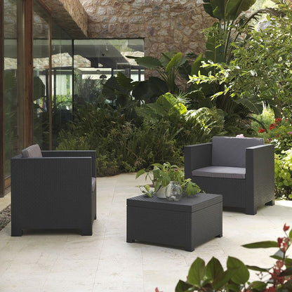 Conjunto jardín diva tete grafit 3 piezas antracita + cojines