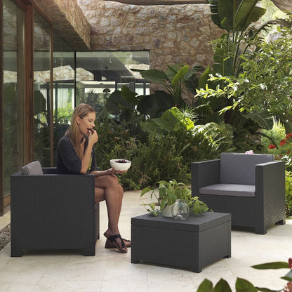 Conjunto jardín diva tete grafit 3 piezas antracita + cojines