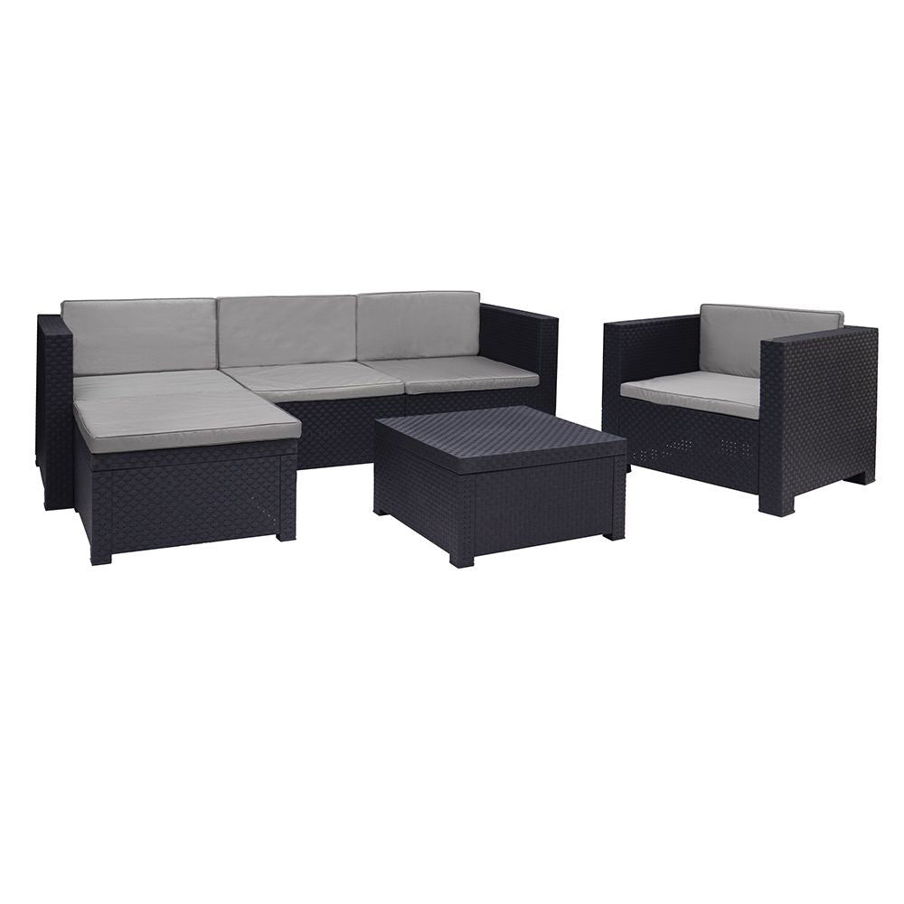 Conjunto jardín manhattan grafito 3 piezas antracita + cojines