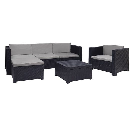 Conjunto jardín manhattan grafito 3 piezas antracita + cojines