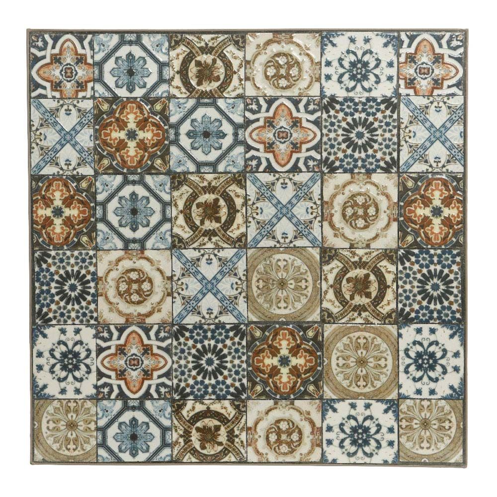 Mesa metálica/mosaico bistro, color marrón, para exterior, 58 x 58 x 72 cm