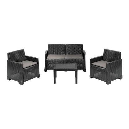 Conjunto jardín iseo 4 piezas antracita + cojines